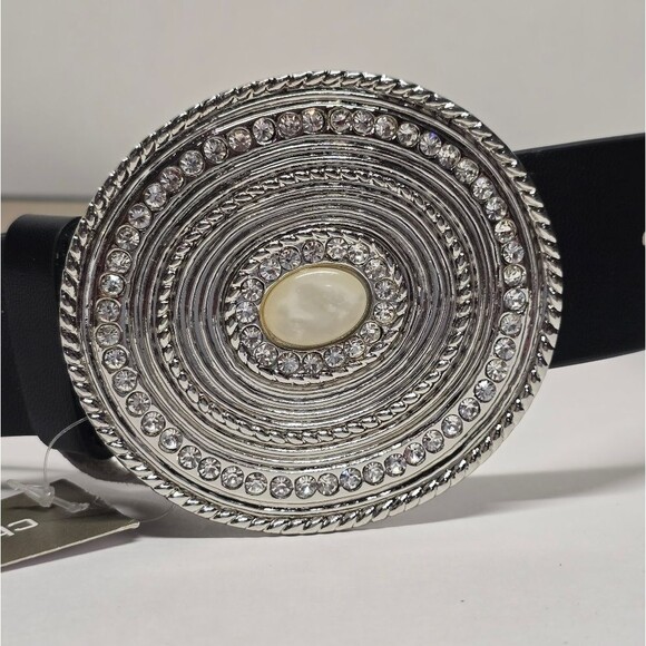 Chico\'s Black Embellished Boho Belt Rhinestones Buckle Size S/M Adjustable NWT main image 7